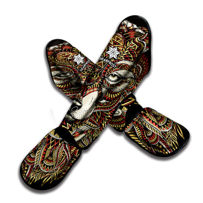 Native American Wolf Spirit Animal Print Muay Thai Shin Guard