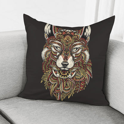 Native American Wolf Spirit Animal Print Pillow Cover