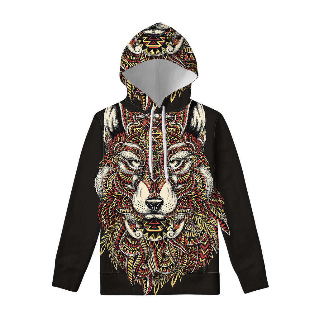 Native American Wolf Spirit Animal Print Pullover Hoodie