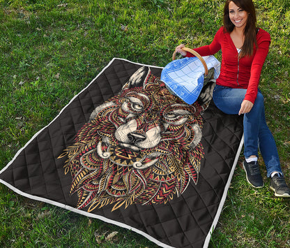Native American Wolf Spirit Animal Print Quilt