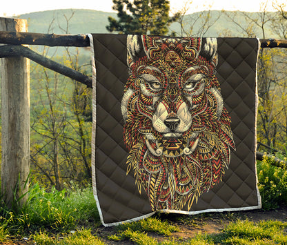 Native American Wolf Spirit Animal Print Quilt