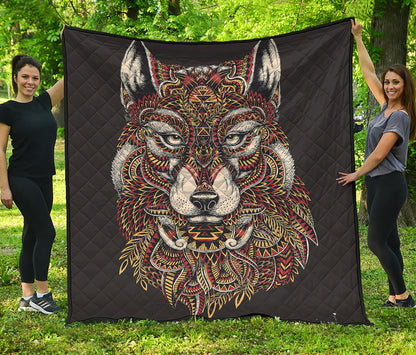 Native American Wolf Spirit Animal Print Quilt