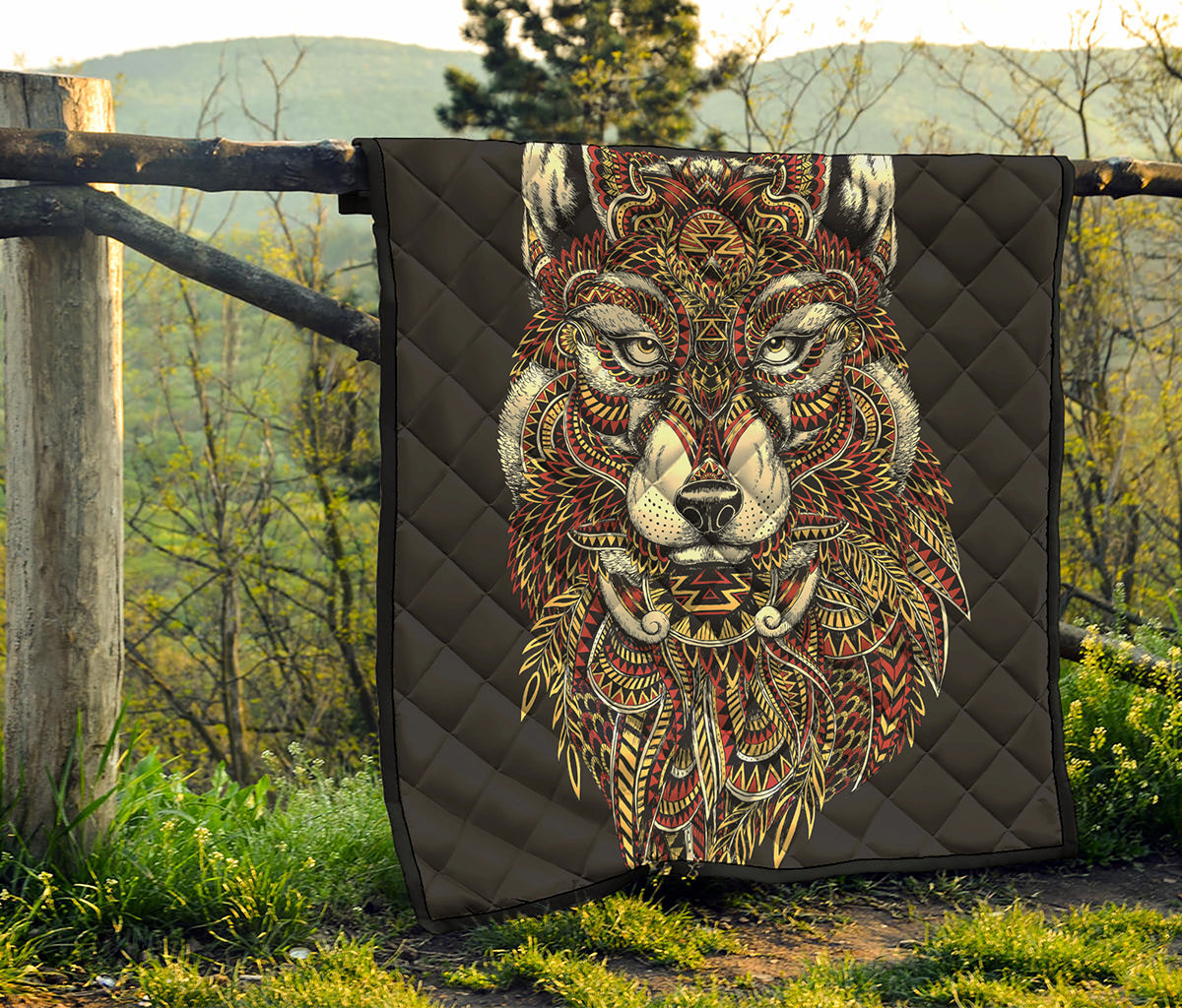 Native American Wolf Spirit Animal Print Quilt
