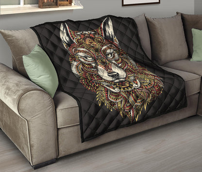 Native American Wolf Spirit Animal Print Quilt