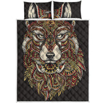 Native American Wolf Spirit Animal Print Quilt Bed Set