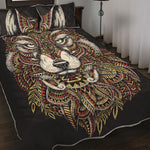 Native American Wolf Spirit Animal Print Quilt Bed Set