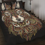 Native American Wolf Spirit Animal Print Quilt Bed Set