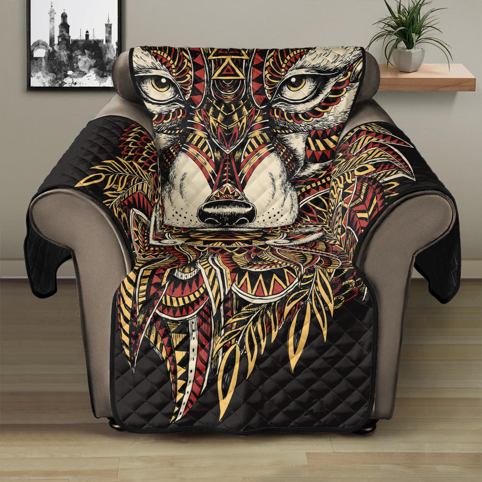 Native American Wolf Spirit Animal Print Recliner Protector