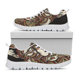 Native American Wolf Spirit Animal Print White Sneakers