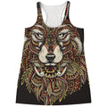 Native American Wolf Spirit Animal Print Women's Racerback Tank Top