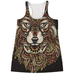 Native American Wolf Spirit Animal Print Women's Racerback Tank Top