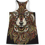 Native American Wolf Spirit Animal Print Women's Racerback Tank Top