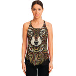 Native American Wolf Spirit Animal Print Women's Racerback Tank Top