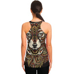 Native American Wolf Spirit Animal Print Women's Racerback Tank Top