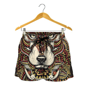 Native American Wolf Spirit Animal Print Women's Shorts