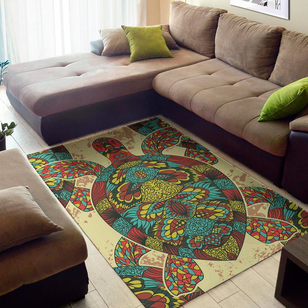 Native Bohemian Sea Turtle Print Area Rug