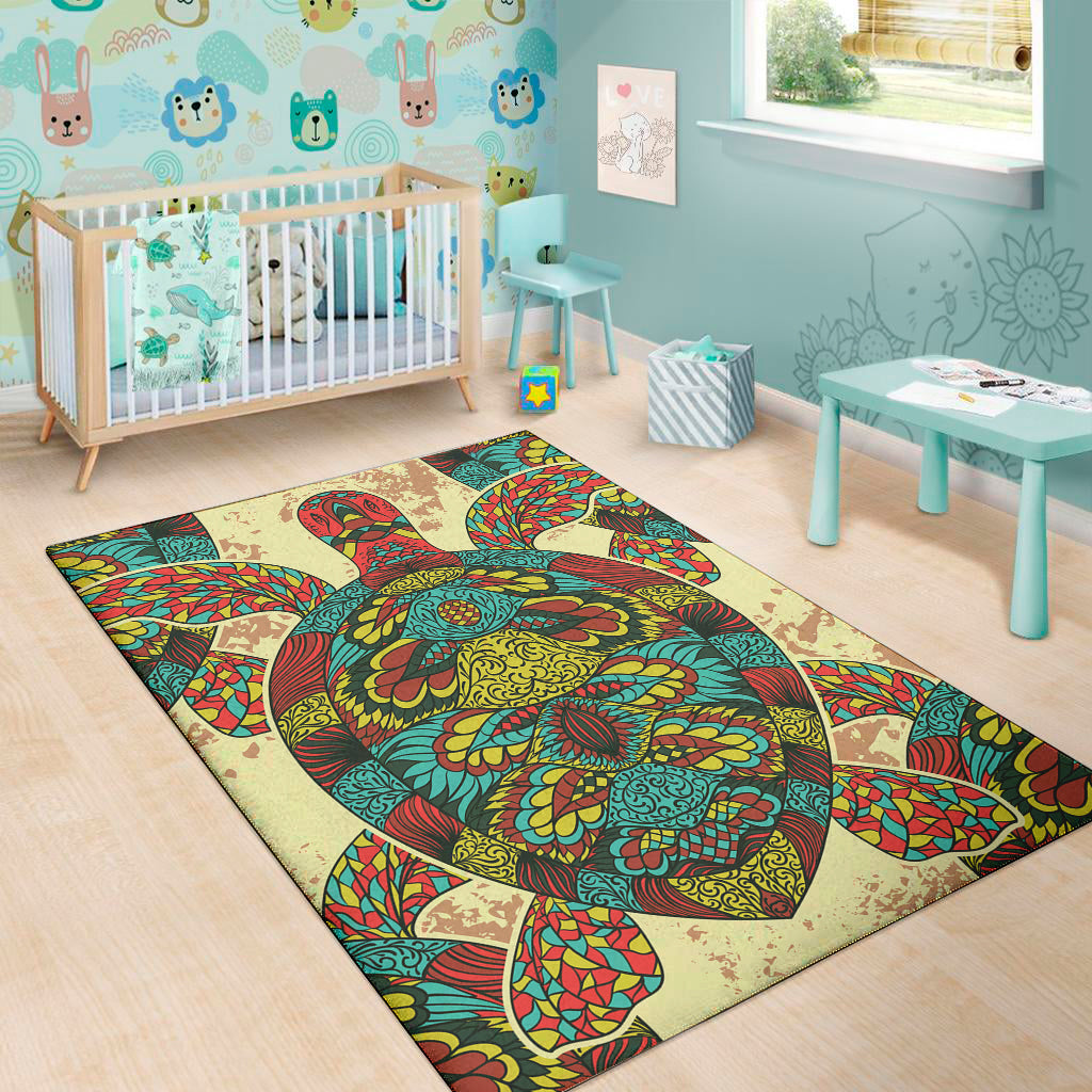 Native Bohemian Sea Turtle Print Area Rug