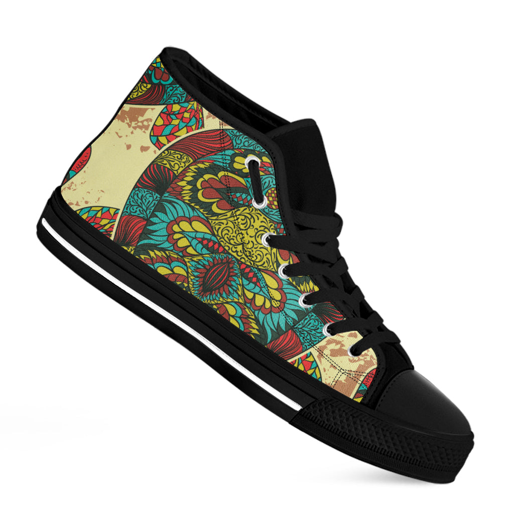 Native Bohemian Sea Turtle Print Black High Top Shoes