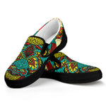 Native Bohemian Sea Turtle Print Black Slip On Shoes