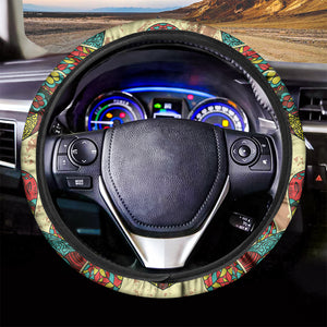 Native Bohemian Sea Turtle Print Car Steering Wheel Cover