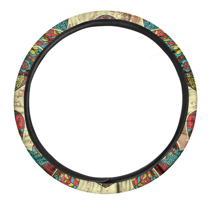 Native Bohemian Sea Turtle Print Car Steering Wheel Cover