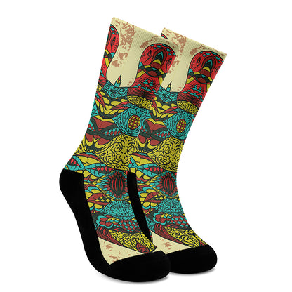 Native Bohemian Sea Turtle Print Crew Socks