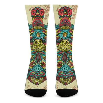 Native Bohemian Sea Turtle Print Crew Socks