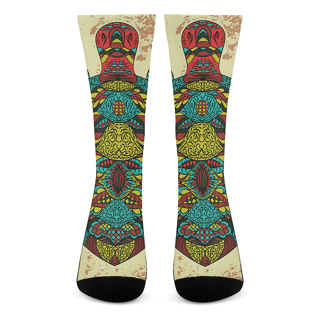 Native Bohemian Sea Turtle Print Crew Socks