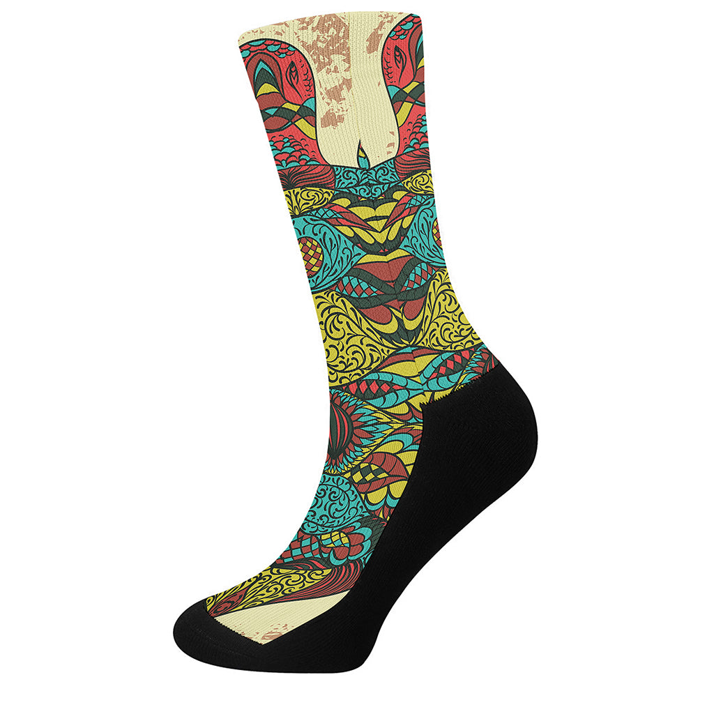 Native Bohemian Sea Turtle Print Crew Socks