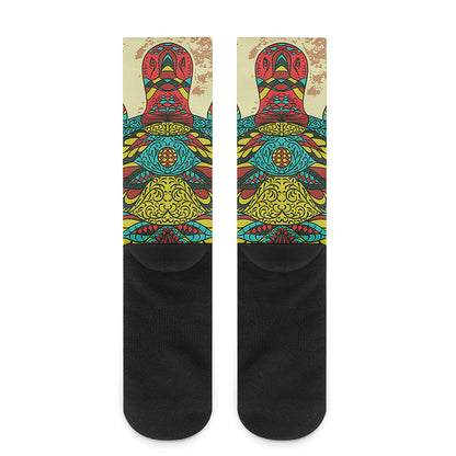 Native Bohemian Sea Turtle Print Crew Socks