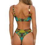 Native Bohemian Sea Turtle Print Front Bow Tie Bikini