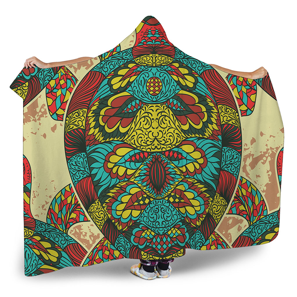 Native Bohemian Sea Turtle Print Hooded Blanket
