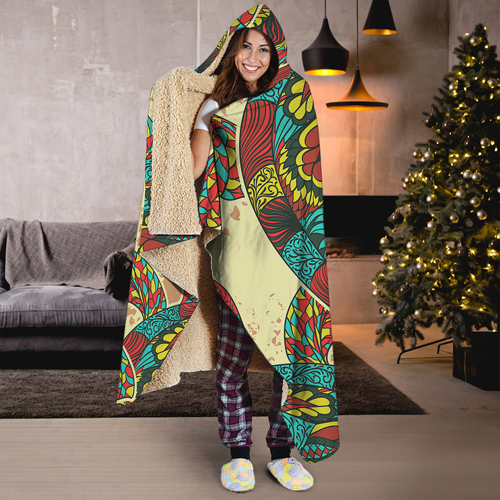 Native Bohemian Sea Turtle Print Hooded Blanket