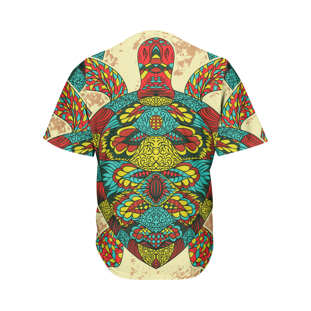 Native Bohemian Sea Turtle Print Men's Baseball Jersey