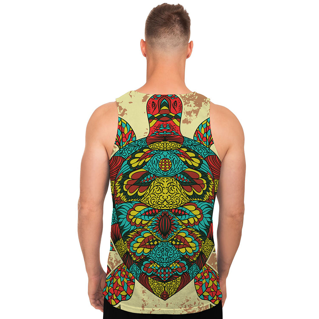 Native Bohemian Sea Turtle Print Men's Tank Top