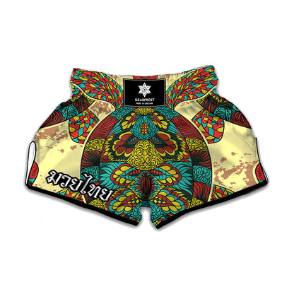 Native Bohemian Sea Turtle Print Muay Thai Boxing Shorts