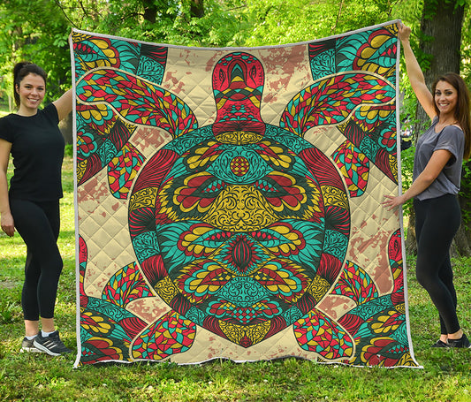 Native Bohemian Sea Turtle Print Quilt