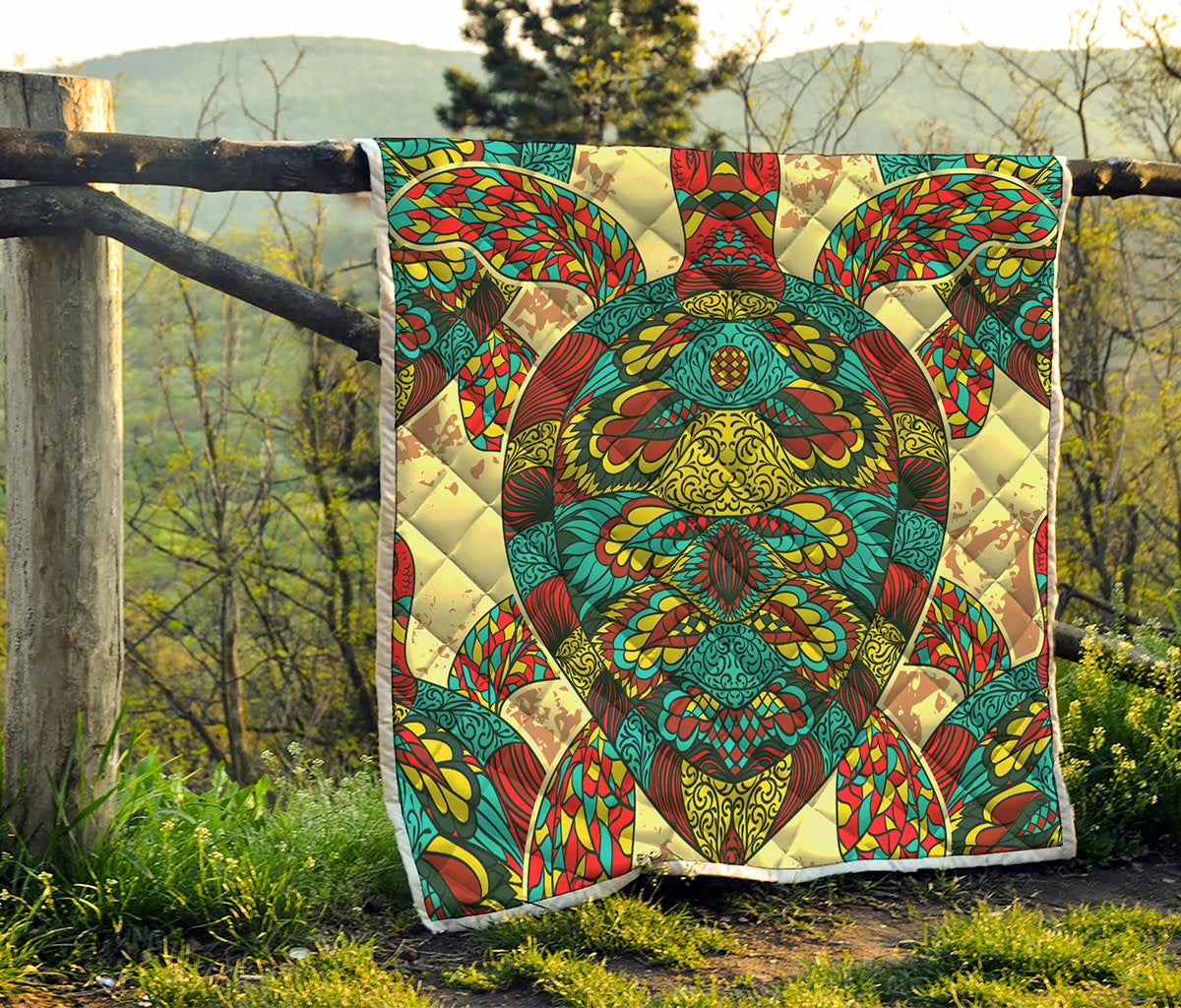Native Bohemian Sea Turtle Print Quilt