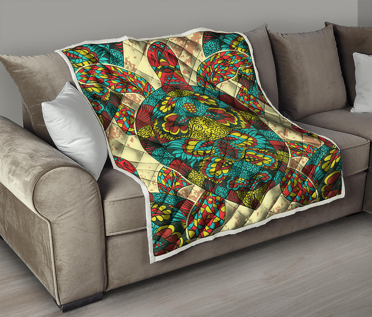 Native Bohemian Sea Turtle Print Quilt