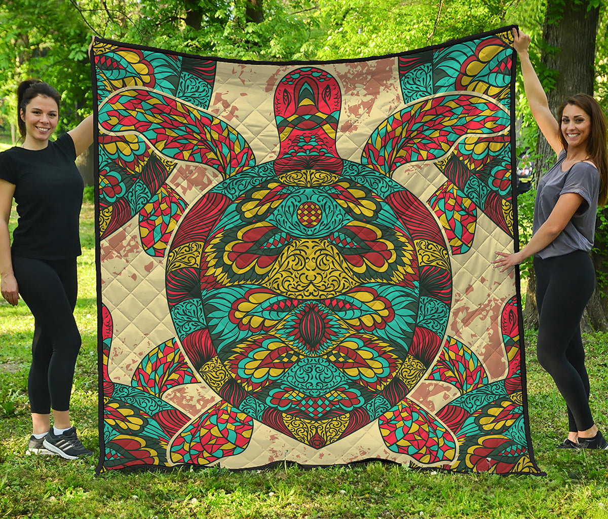 Native Bohemian Sea Turtle Print Quilt