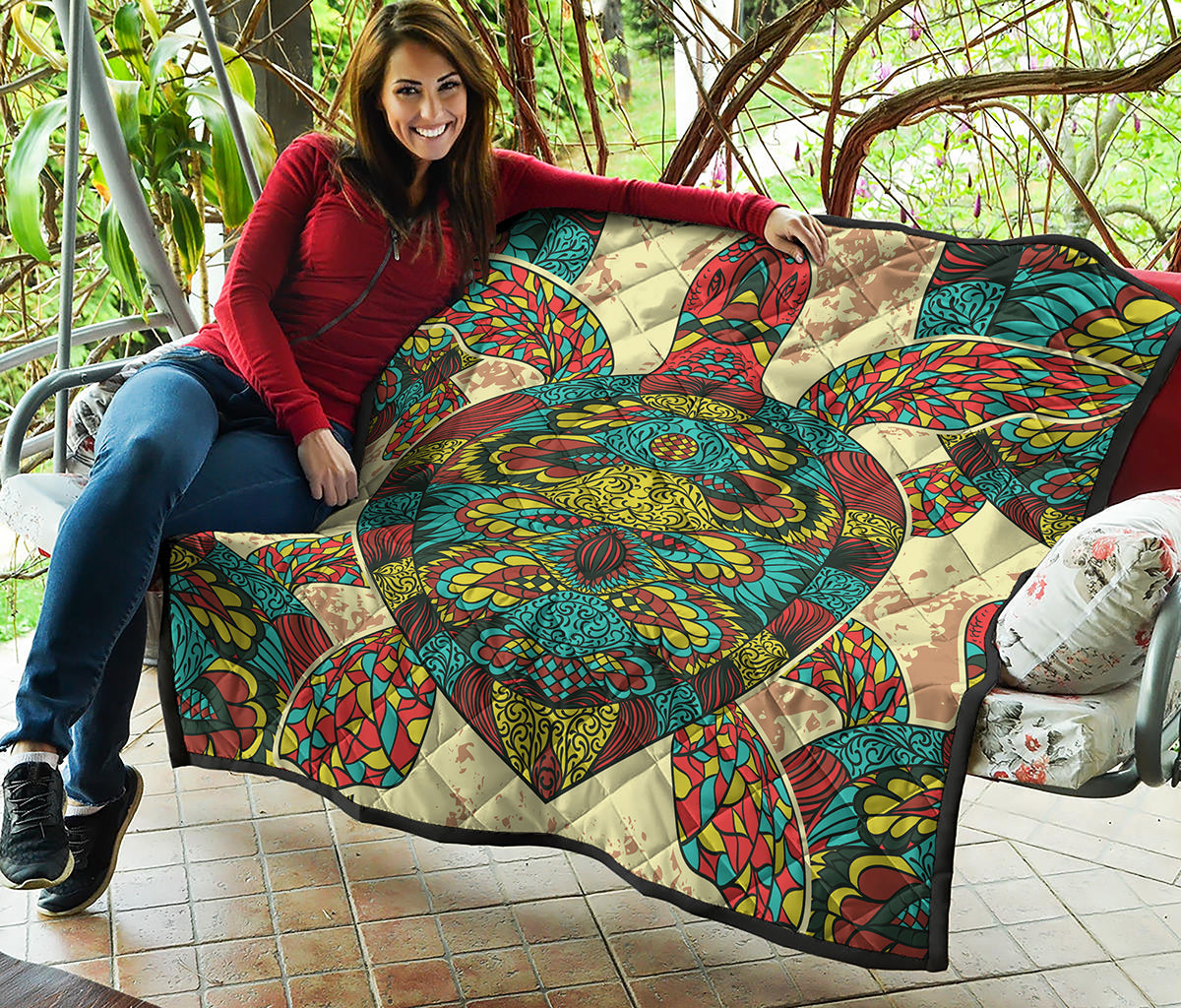 Native Bohemian Sea Turtle Print Quilt