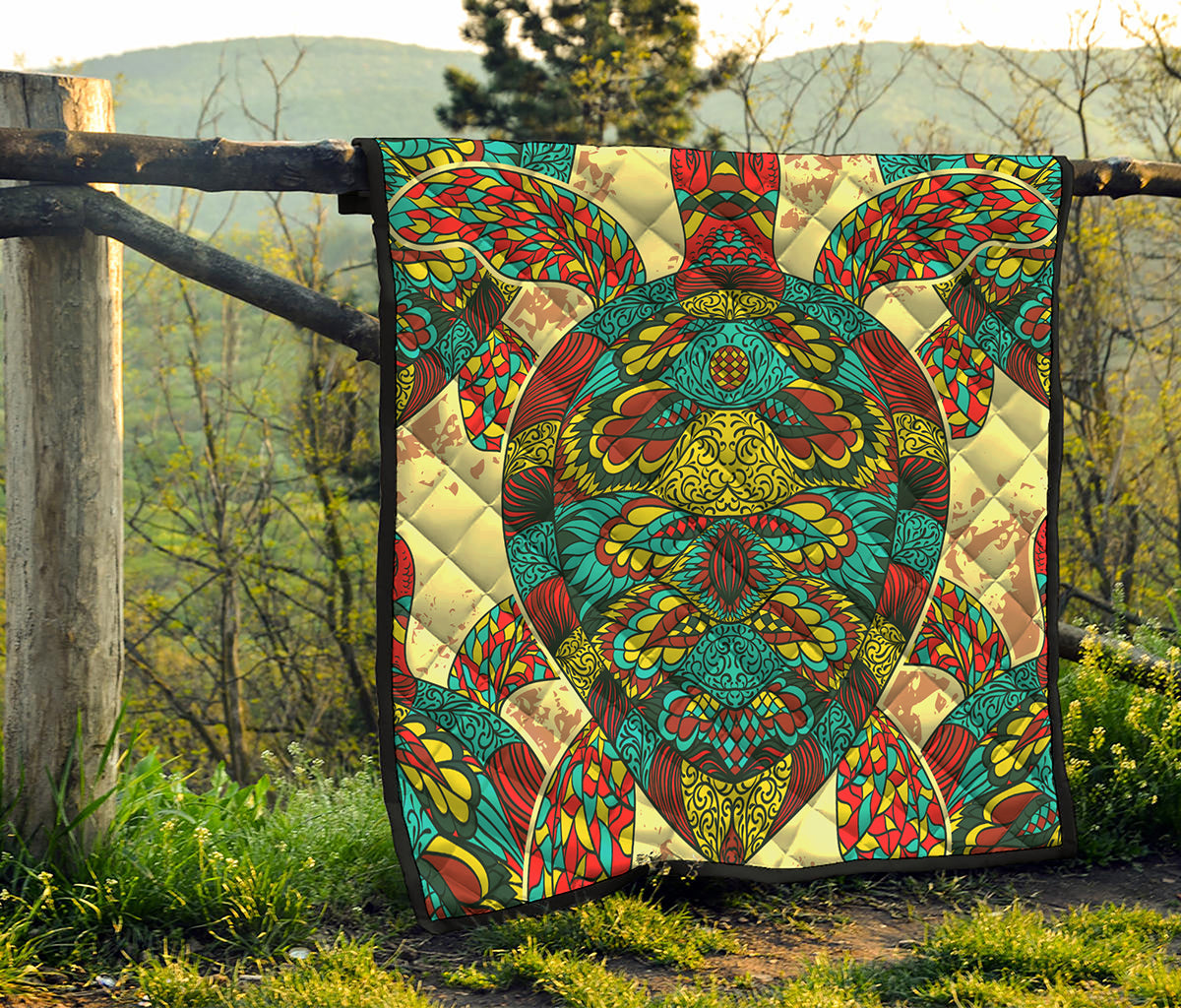 Native Bohemian Sea Turtle Print Quilt