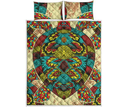 Native Bohemian Sea Turtle Print Quilt Bed Set