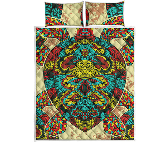 Native Bohemian Sea Turtle Print Quilt Bed Set