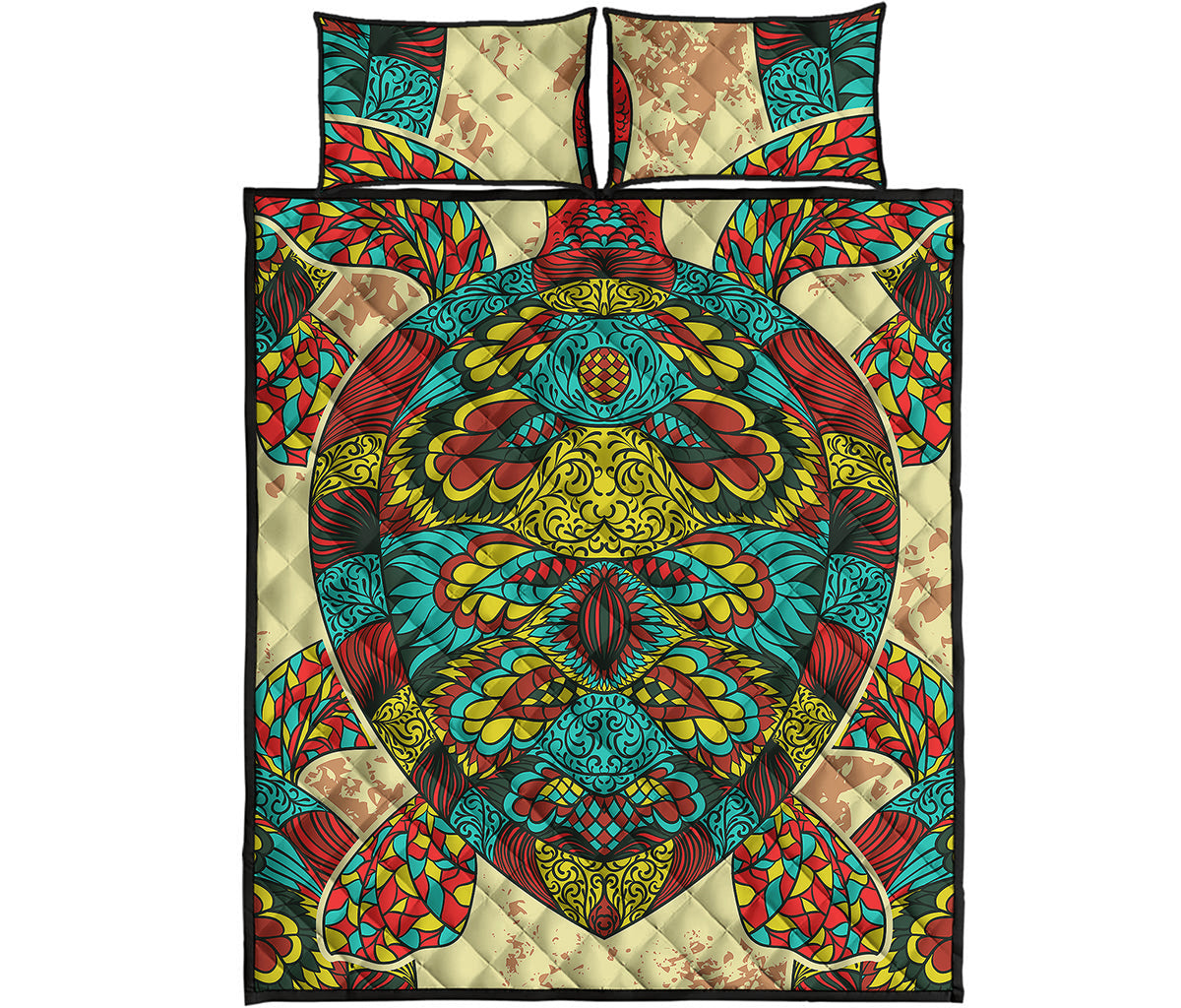 Native Bohemian Sea Turtle Print Quilt Bed Set