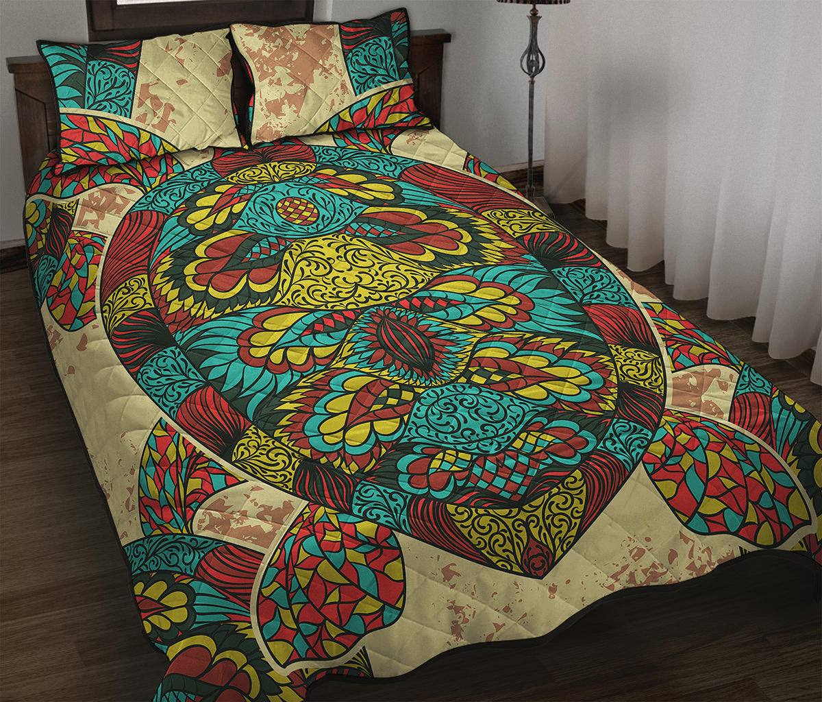 Native Bohemian Sea Turtle Print Quilt Bed Set