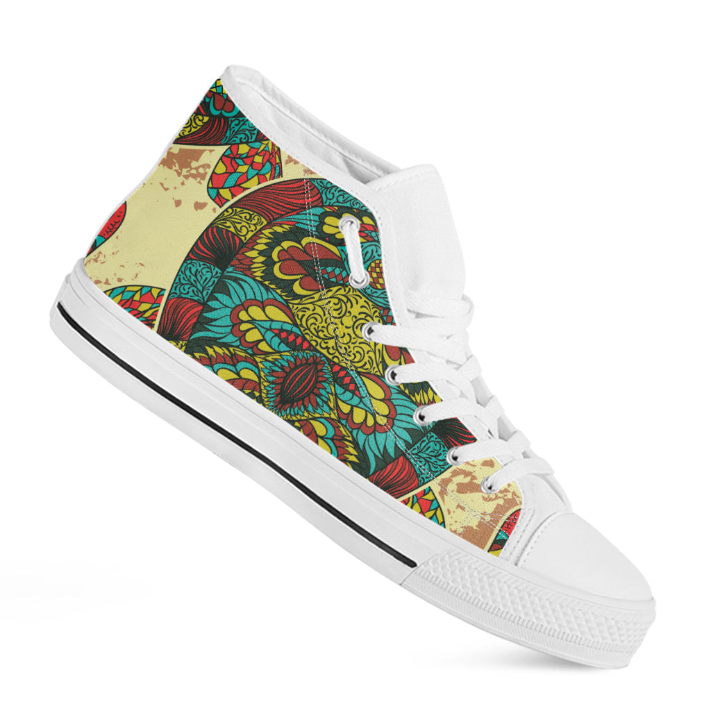 Native Bohemian Sea Turtle Print White High Top Shoes