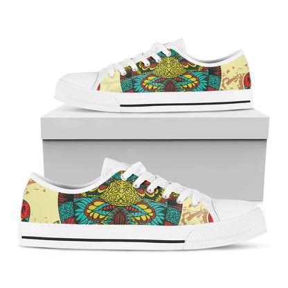 Native Bohemian Sea Turtle Print White Low Top Shoes