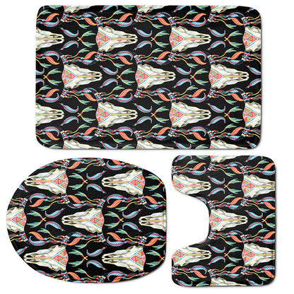 Native Buffalo Pattern Print 3 Piece Bath Mat Set