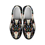 Native Buffalo Pattern Print Black Slip On Shoes